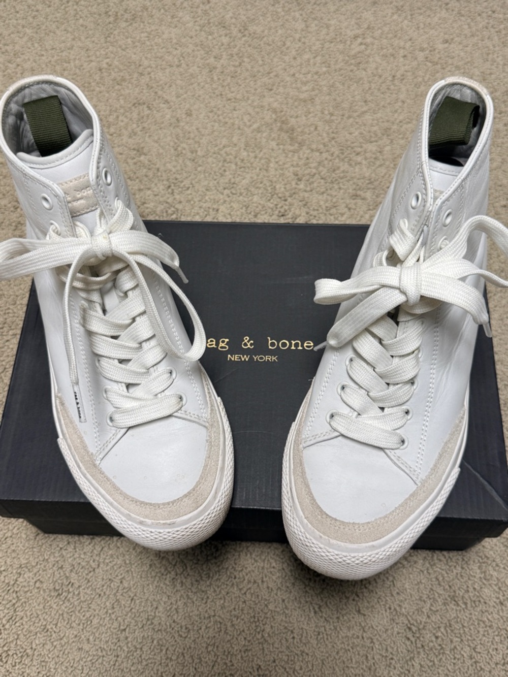 rag & bone White and Beige High-Top Sneakers